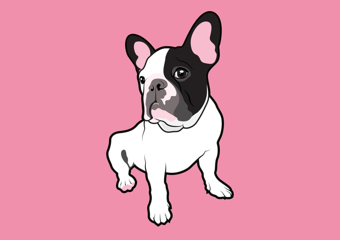A cute French Bulldog is sitting on a pink background vector