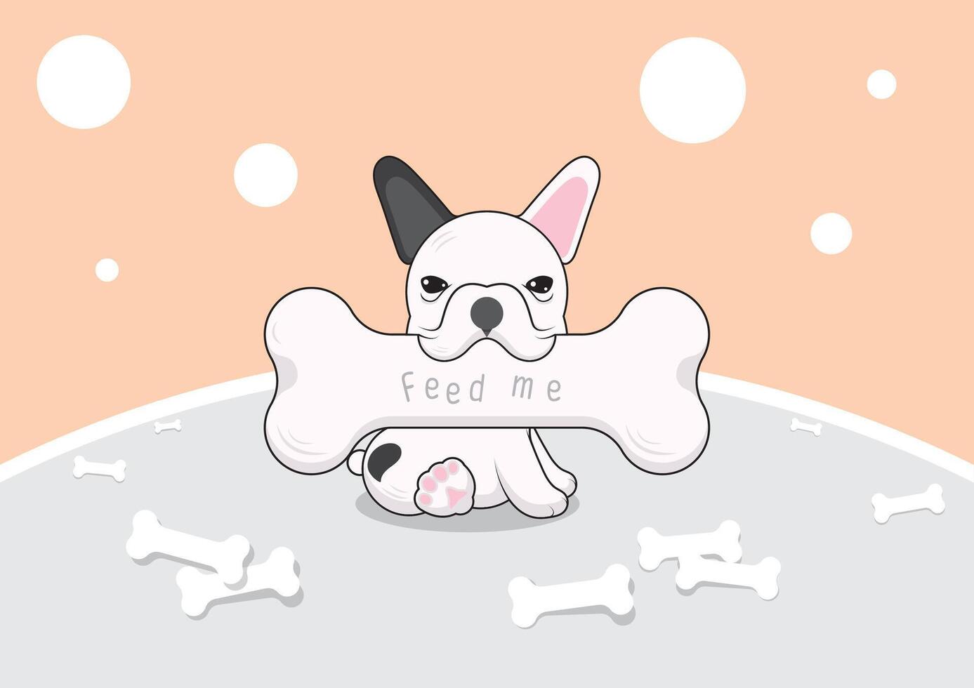 French Bulldog with bones vector