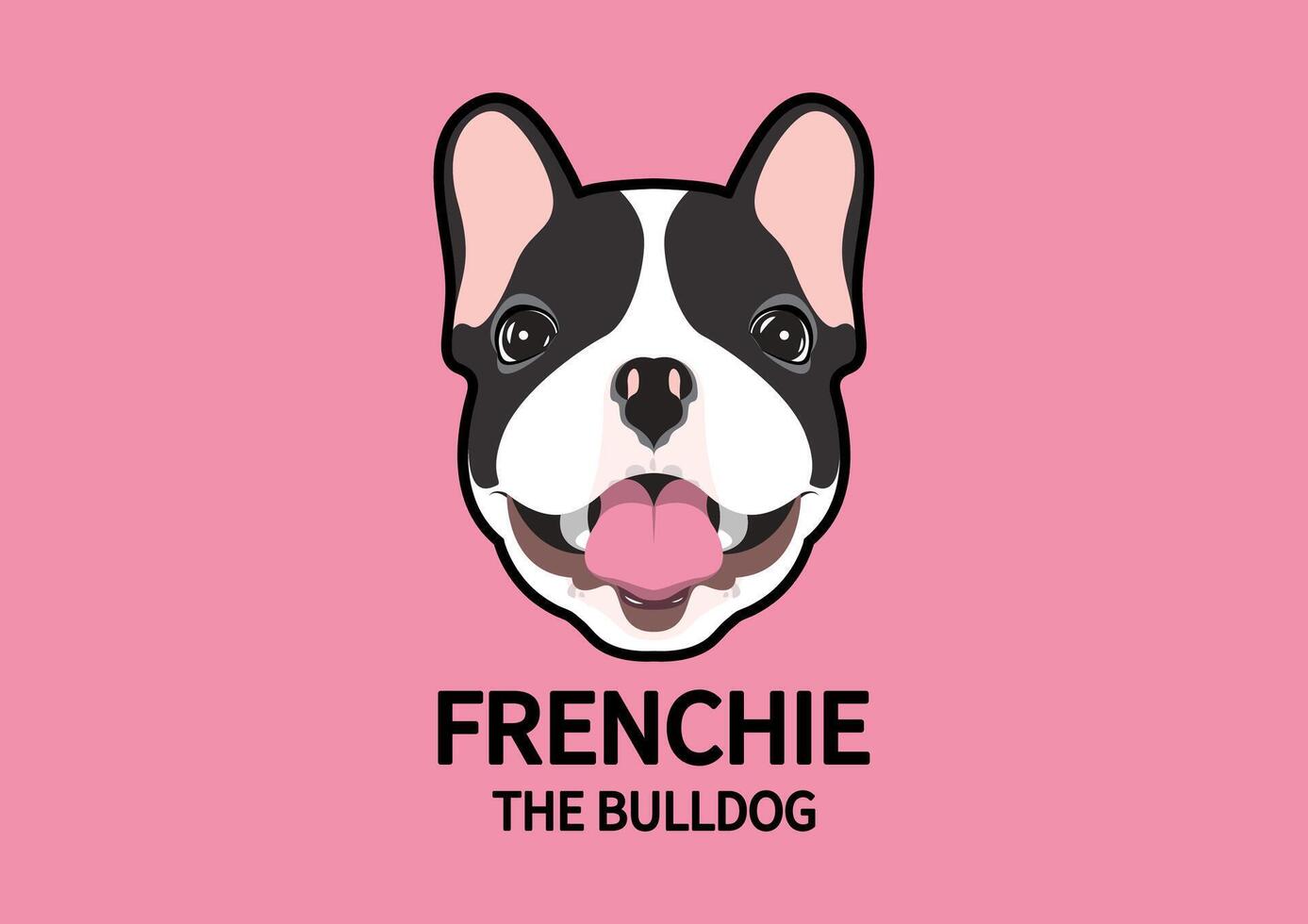 francés buldog cara con boca abierto estilo retrato en rosado antecedentes vector