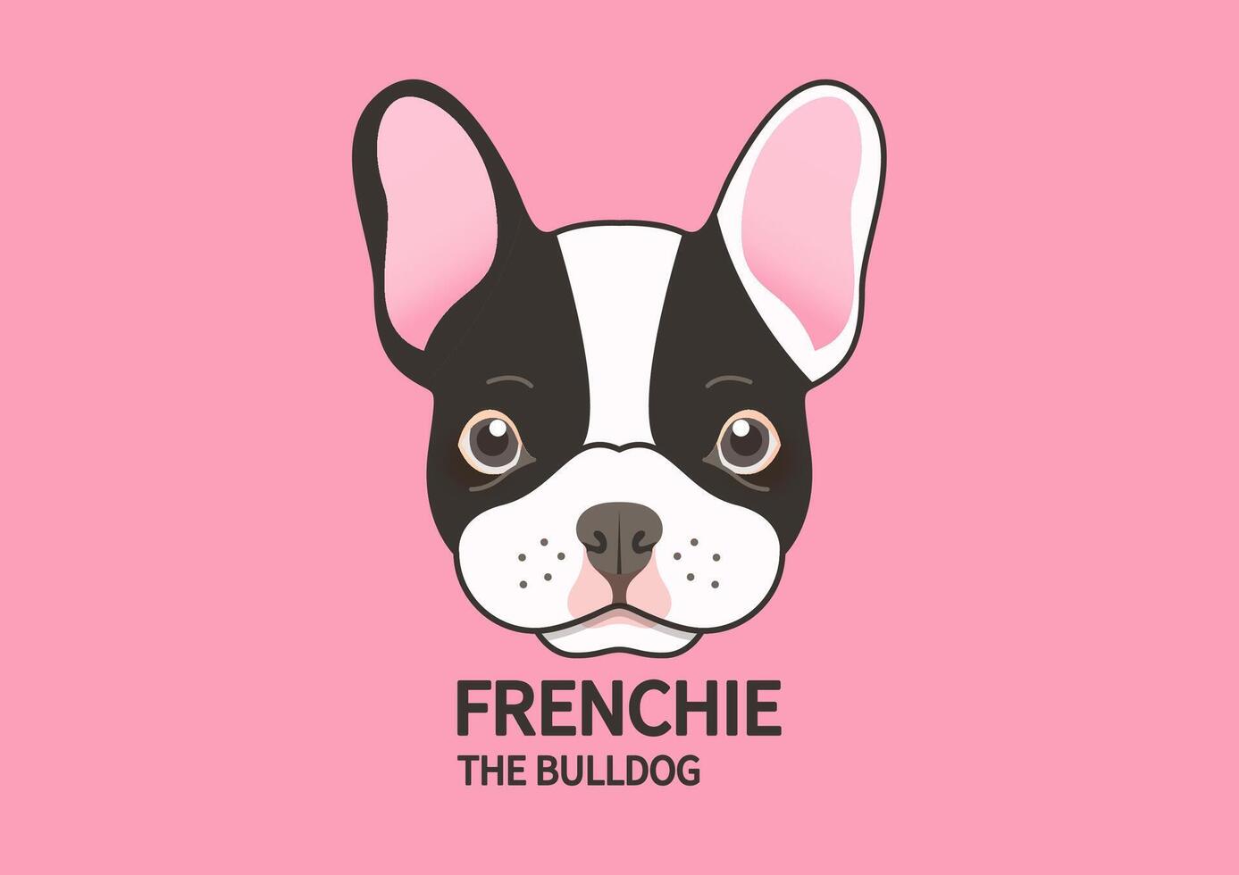 Cute puppy French Bulldog face on pink background vector