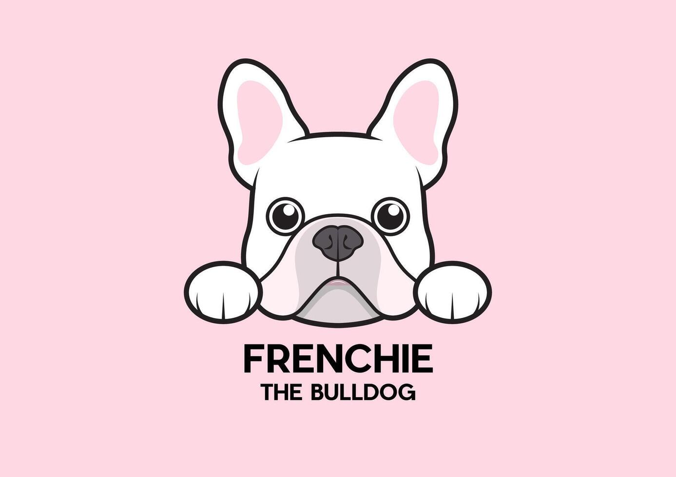 A cute little Frenchie is stuck to the edge of the table and waiting for some food vector