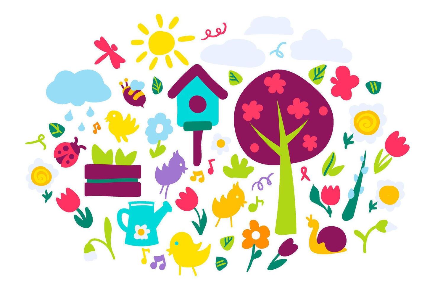Vector Cartoon Happy Easter Set