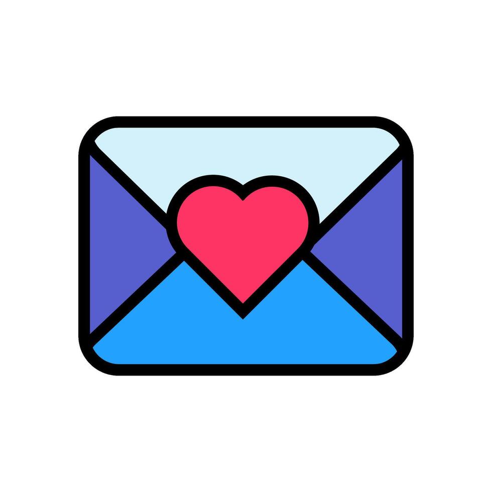 Valentine Day Letter Party Color Stroke Icon vector