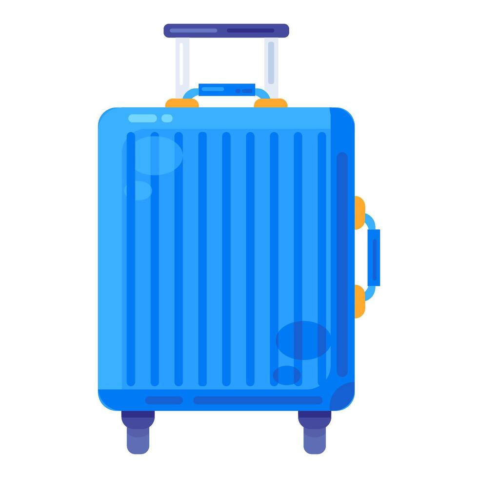 el plastico azul maleta en ruedas con encargarse de vector