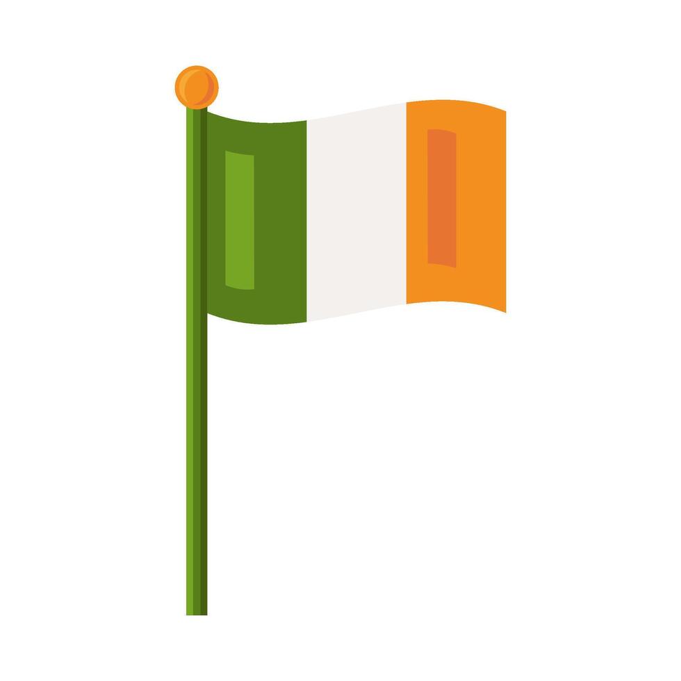 irlandesa bandera revoloteando en viento Irlanda bandera icono vector