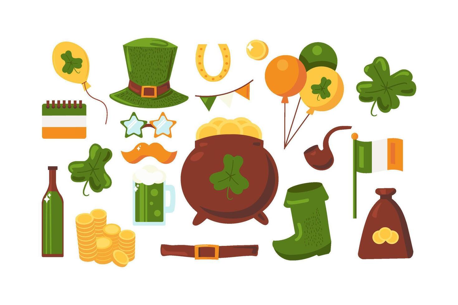 Vector Cartoon Happy Patrick's Day Set