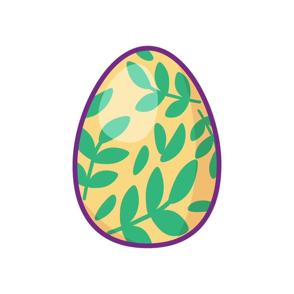 Festive Easter Egg Green Floral Leaves Ornate vector