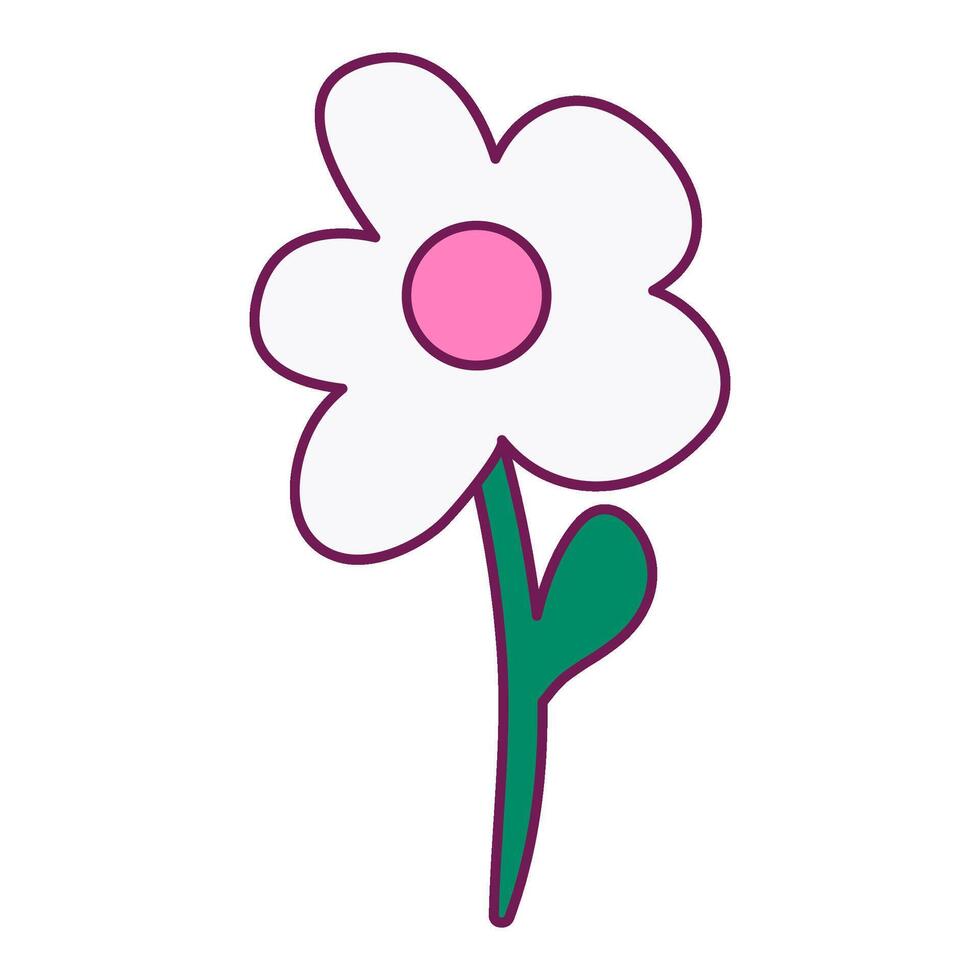 White Chamomile Flower On Thin Stem Icon vector