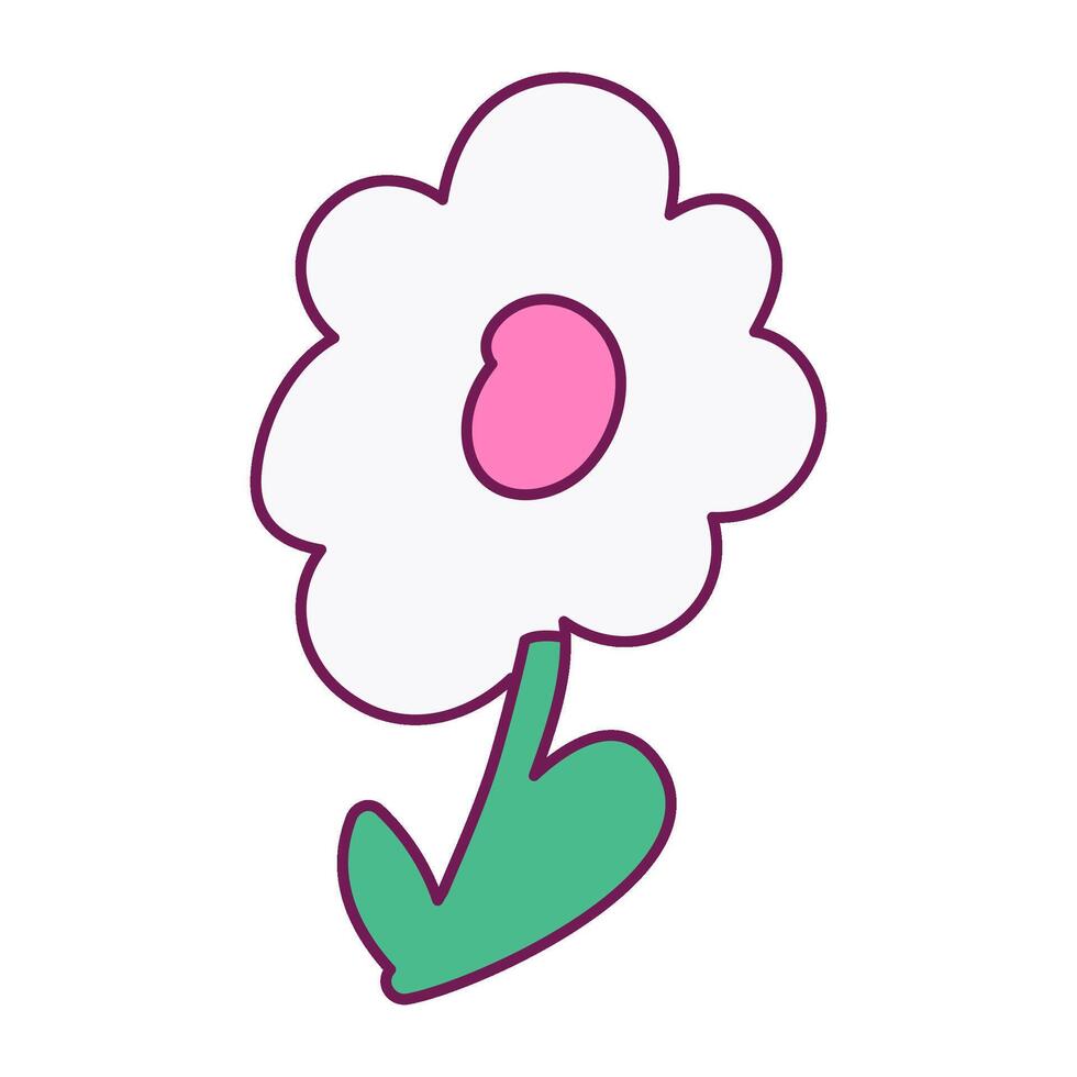 White Chamomile Flower On Thin Stem Icon vector