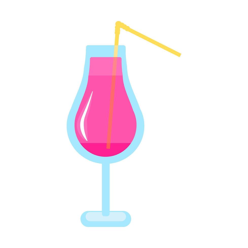 Tall Glass On Thin Stand With Raspberry Cocktail vector