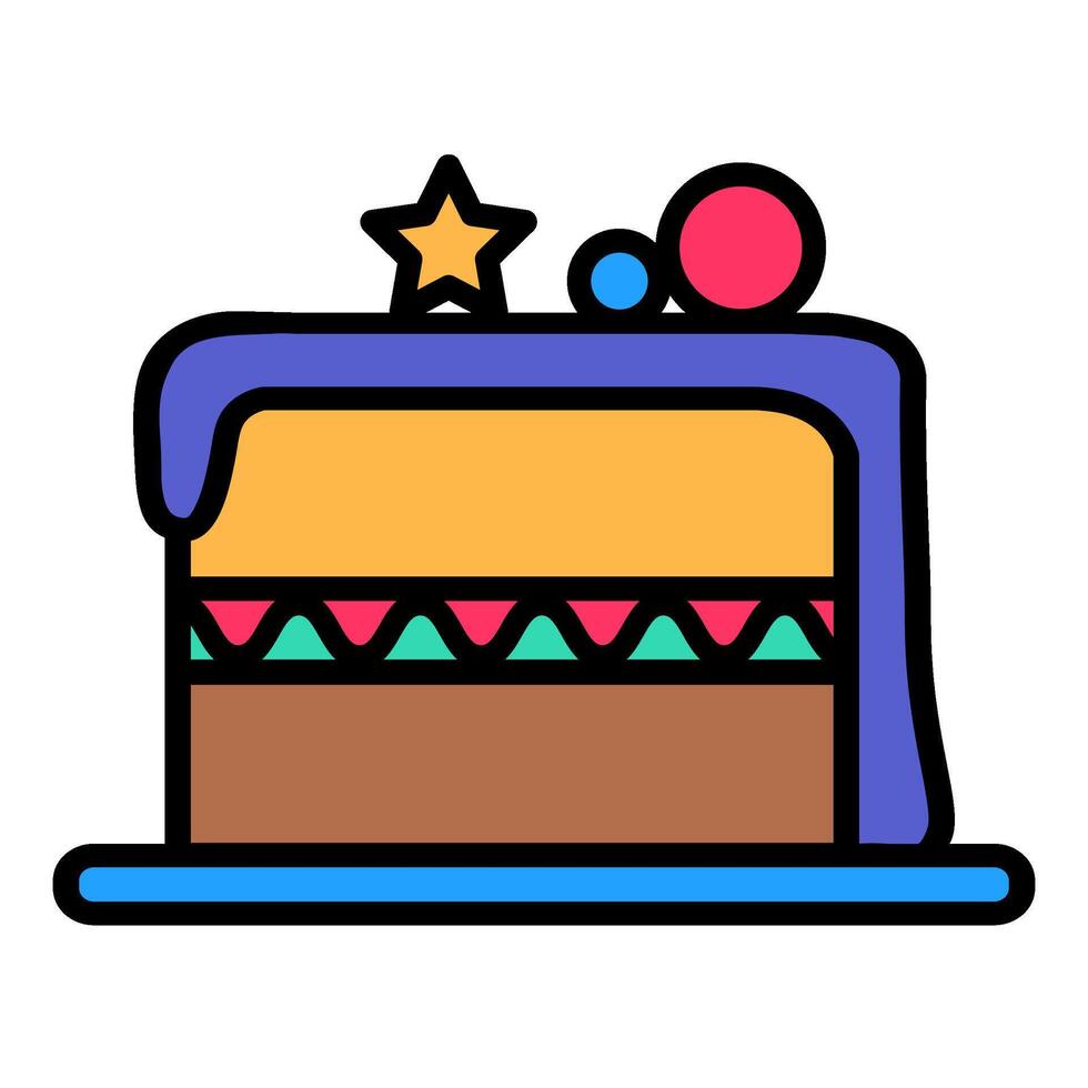 Piece of Cake Birthday Party Color Stroke Icon vector