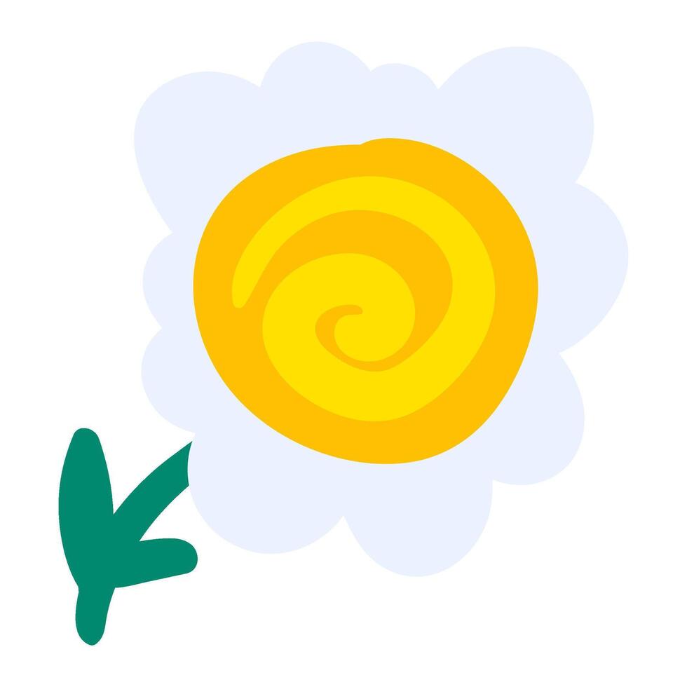 White Spring Daisy Flower Drawn By Child Icon vector