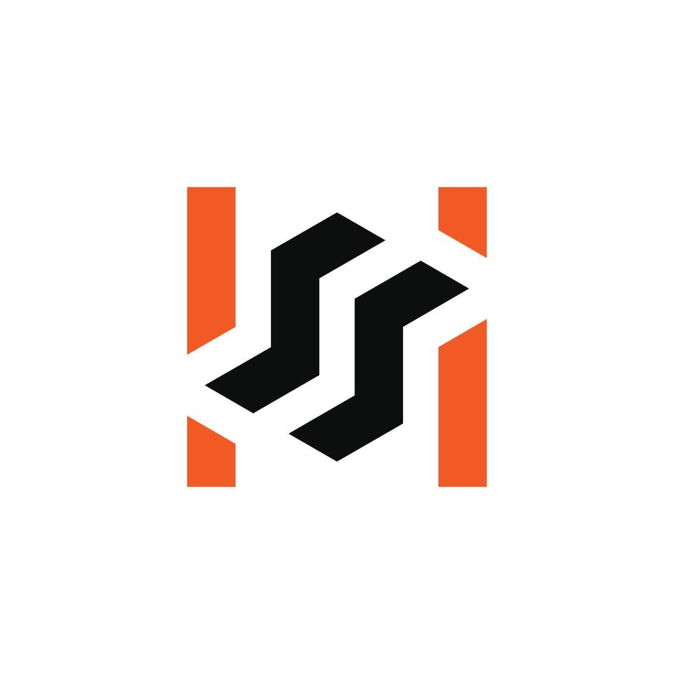 Simple geometric letter HS or SH logo vector