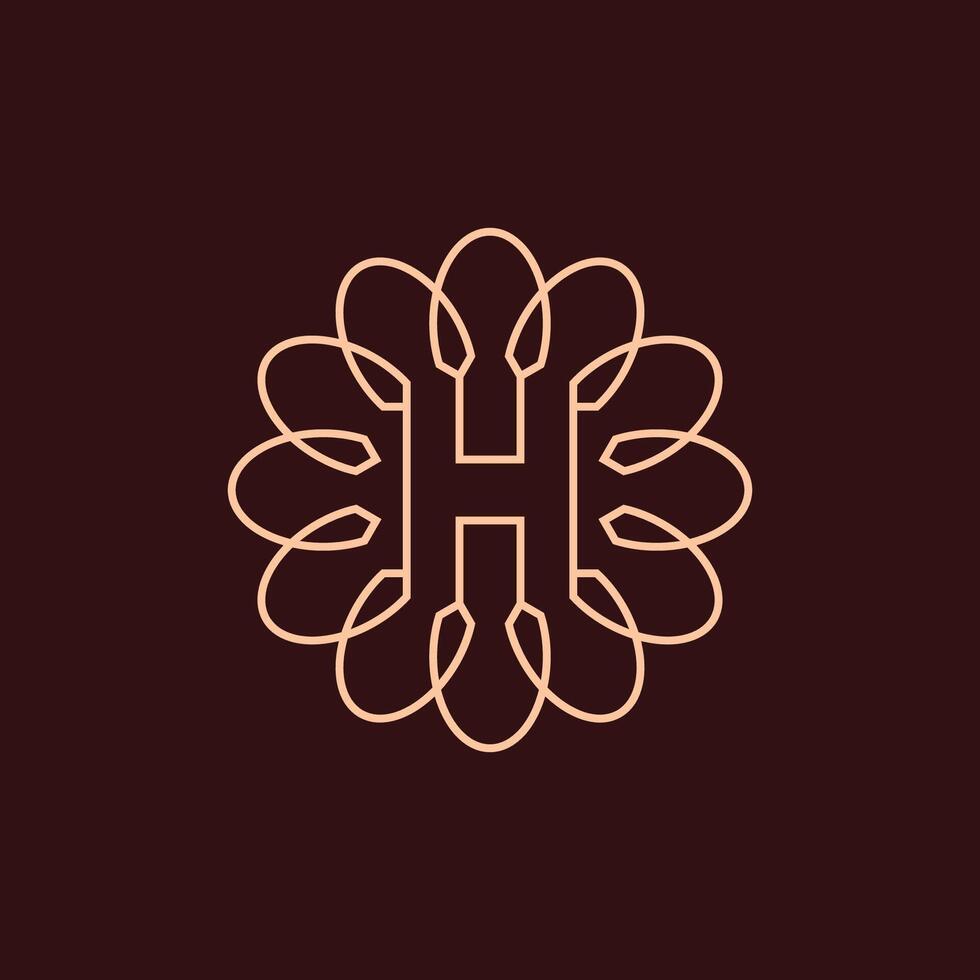 elegant letter H sunflower logo vector