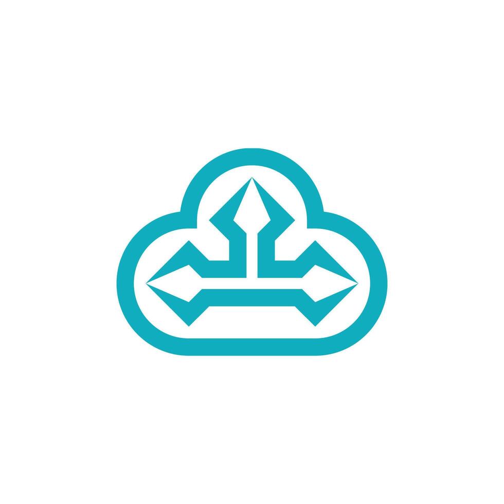 modern cloud spear connection logo vector