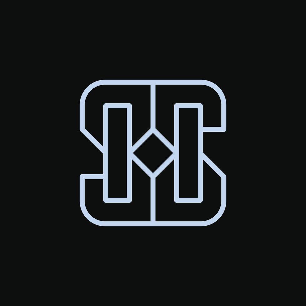 elegant initial letter HS or SH outline logo vector