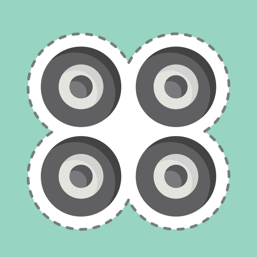 Sticker line cut Wheels. related to Skating symbol. simple design illustration vector