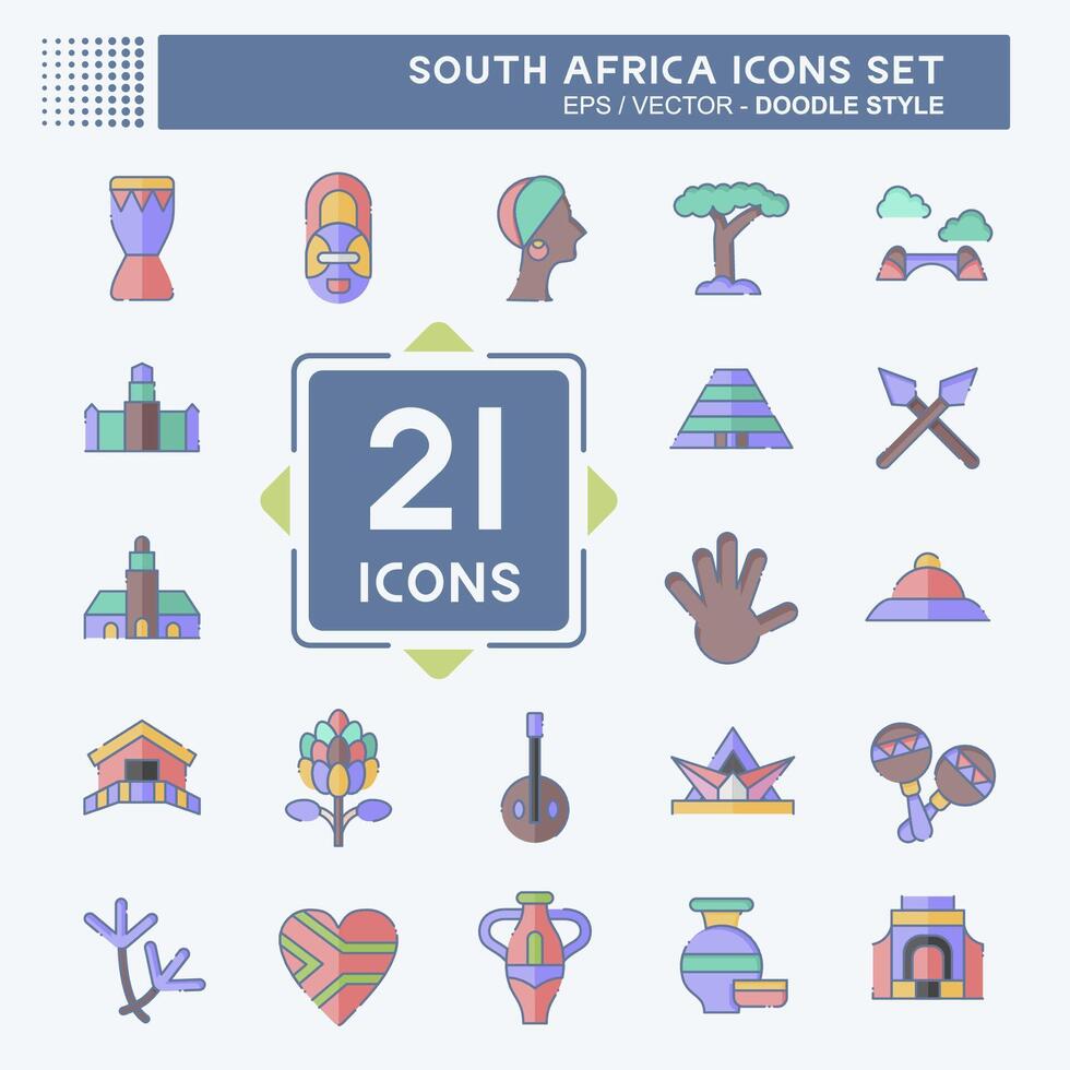 Icon Set South Africa. related to Education symbol. doodle style. simple design illustration vector