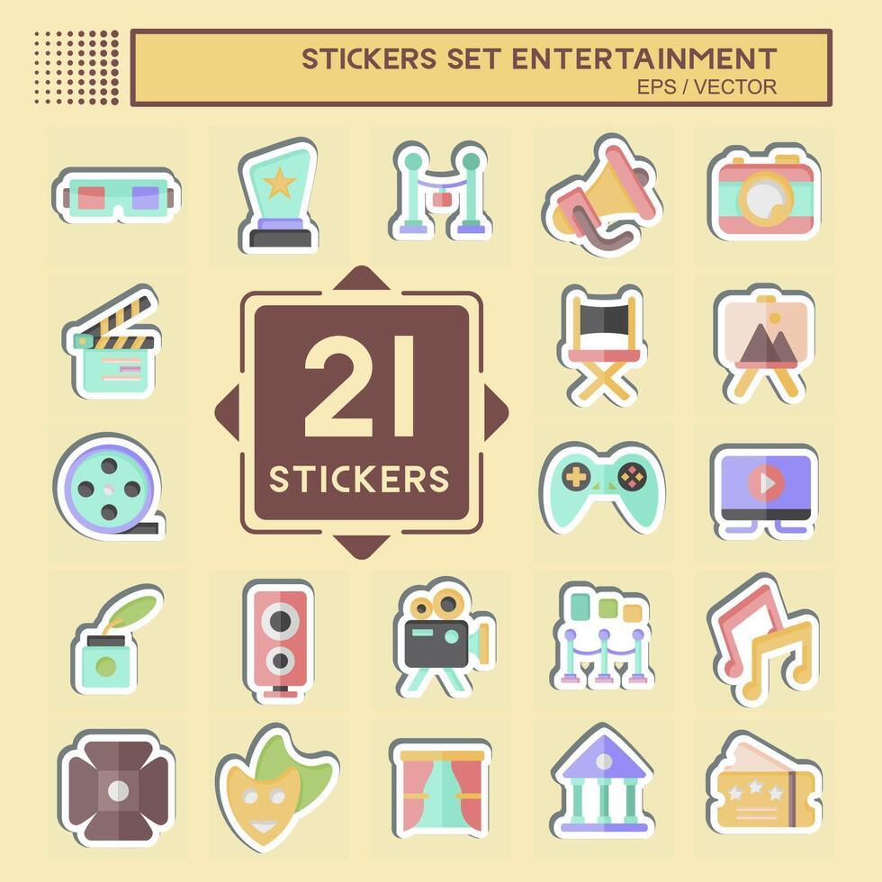 Sticker Set Entertainment. related to Hobby symbol. simple design illustration vector