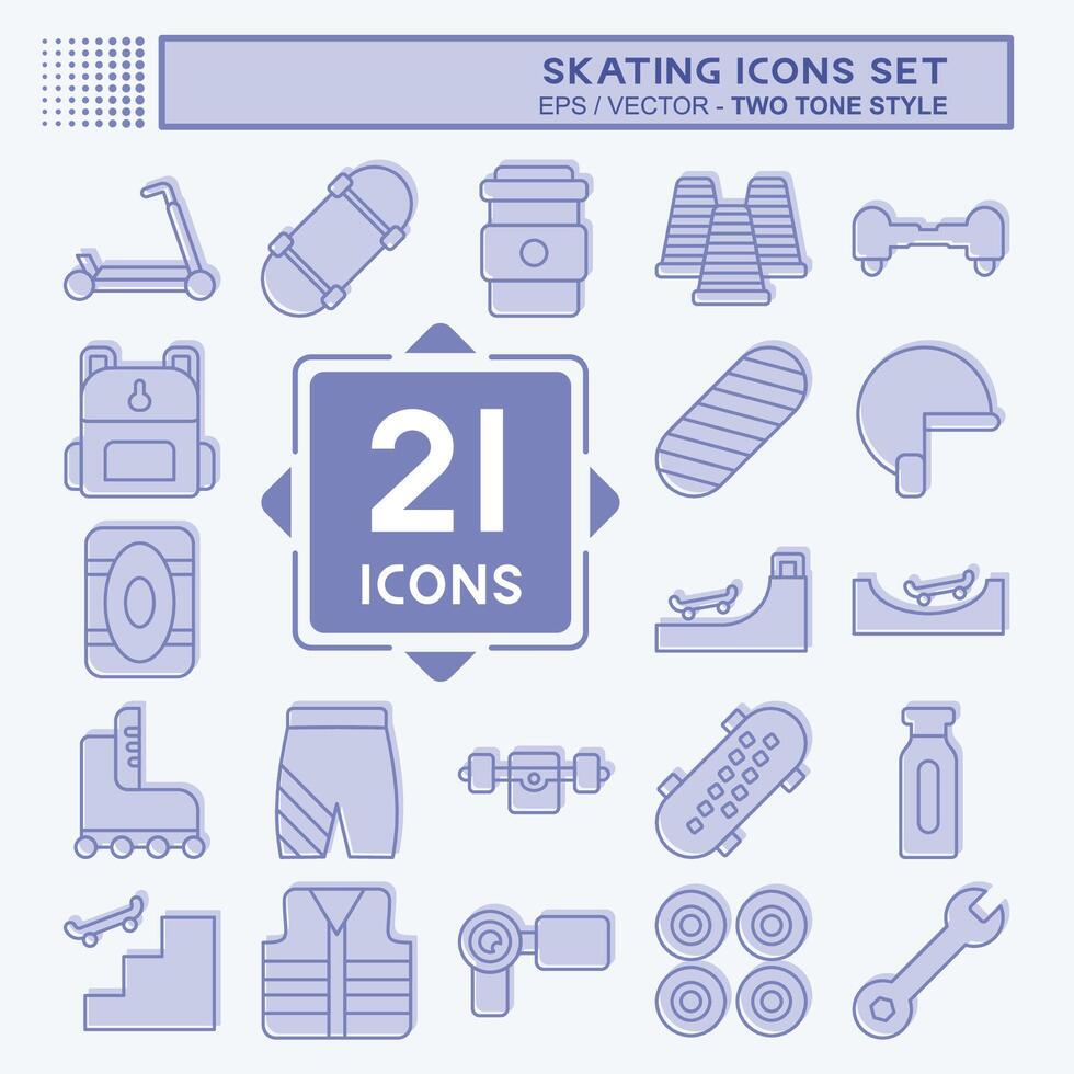 Icon Set Skating. related to Sport symbol. two tone style. simple design illustration vector