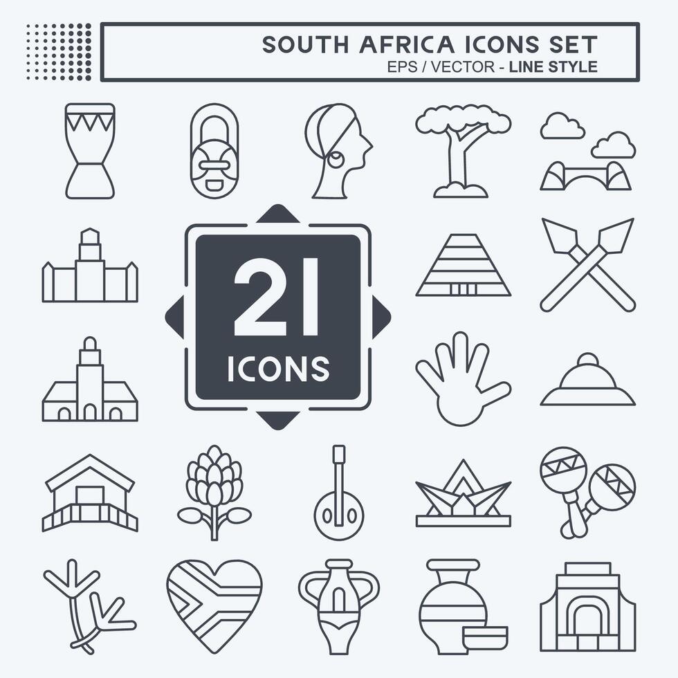 Icon Set South Africa. related to Education symbol. line style. simple design illustration vector