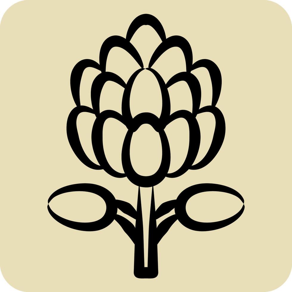 Icon King Protea. related to South Africa symbol. hand drawn style. simple design illustration vector