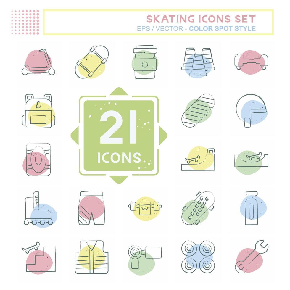 Icon Set Skating. related to Sport symbol. Color Spot Style. simple design illustration vector