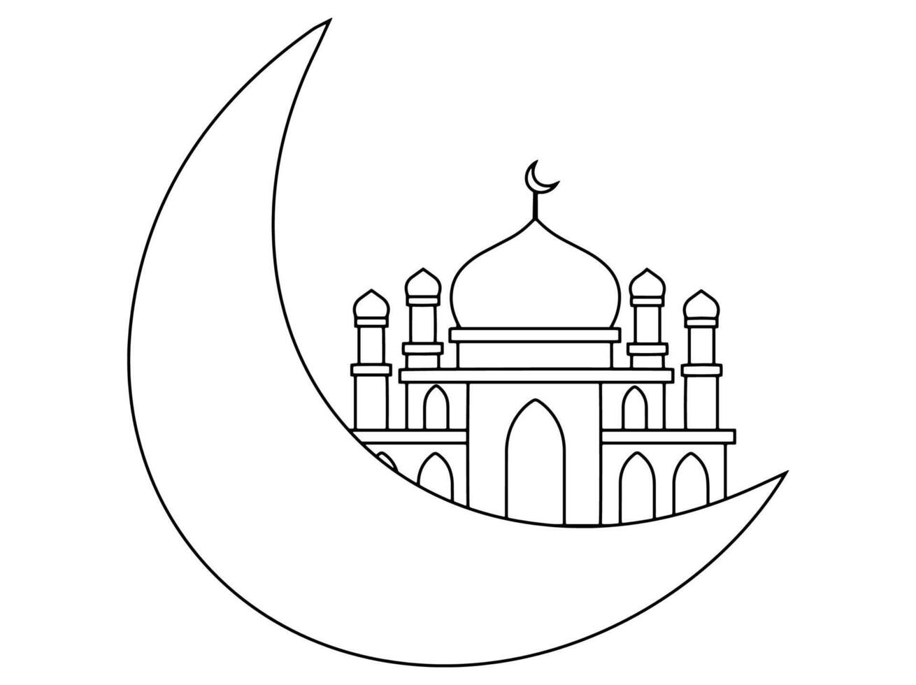 mezquita Ramadán negro y blanco vector