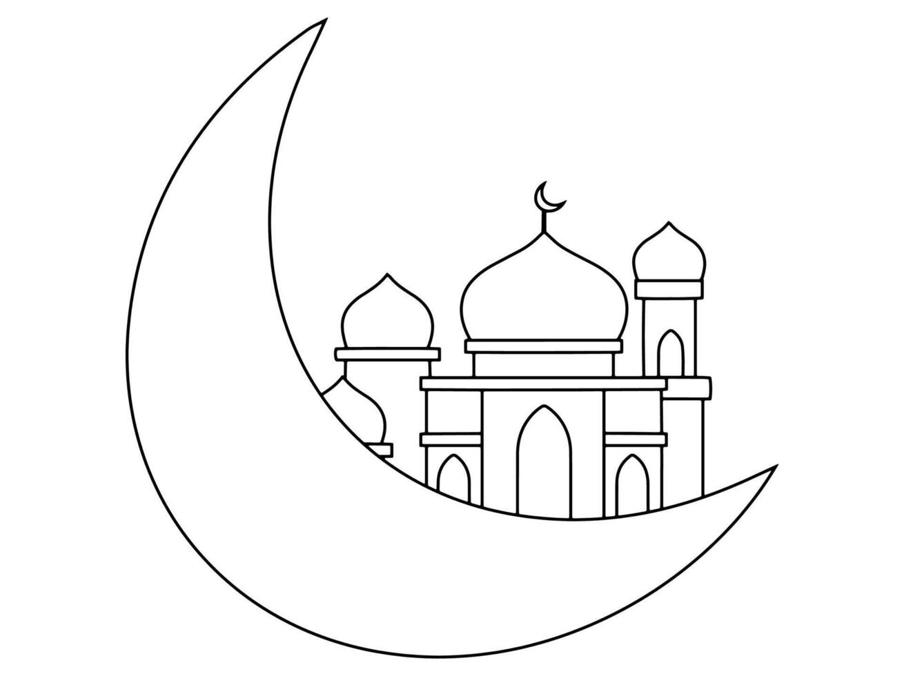 Islamic Mosque Line Art Frame Background vector