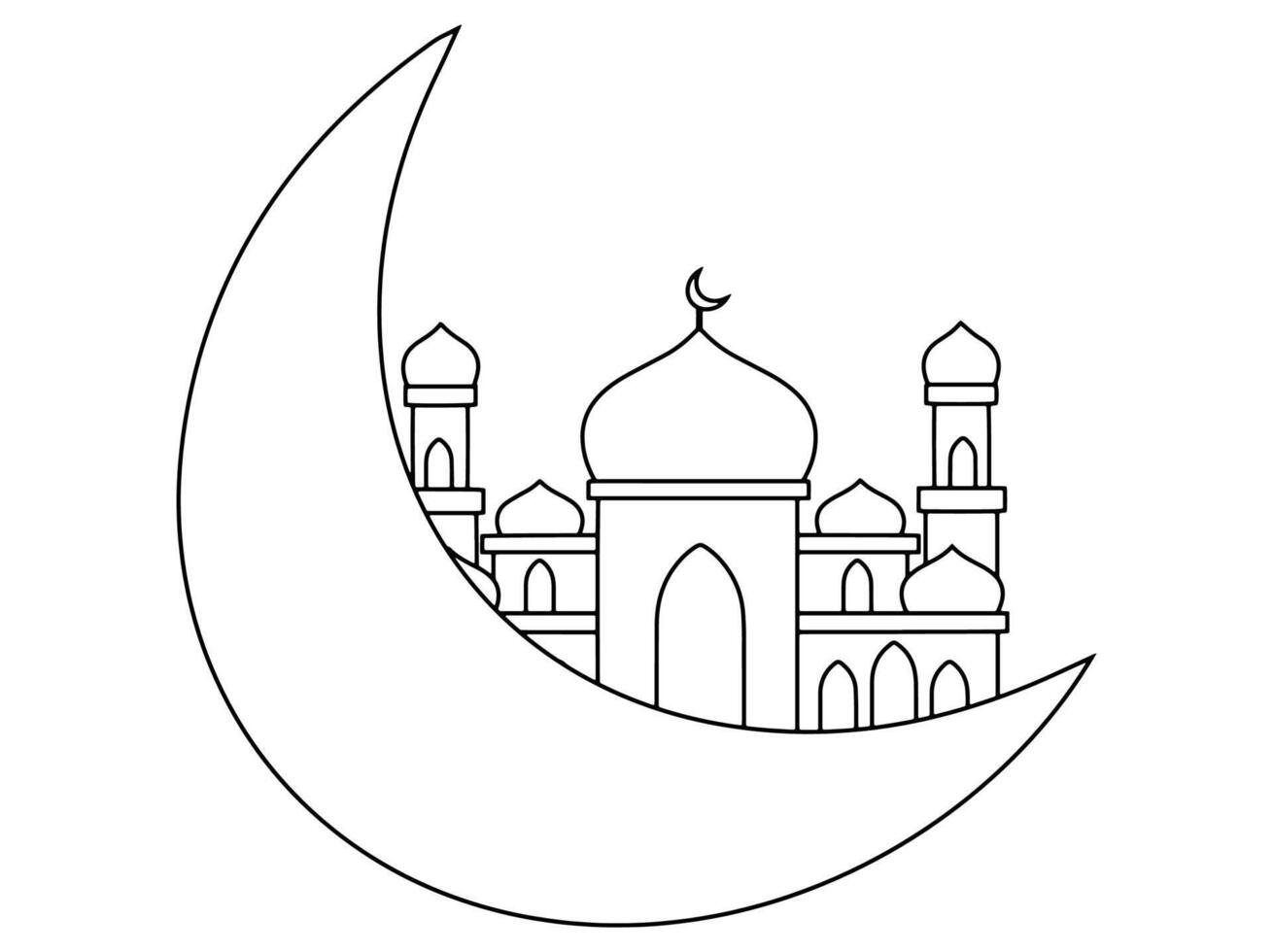 Islamic Mosque Line Art Illustration vector