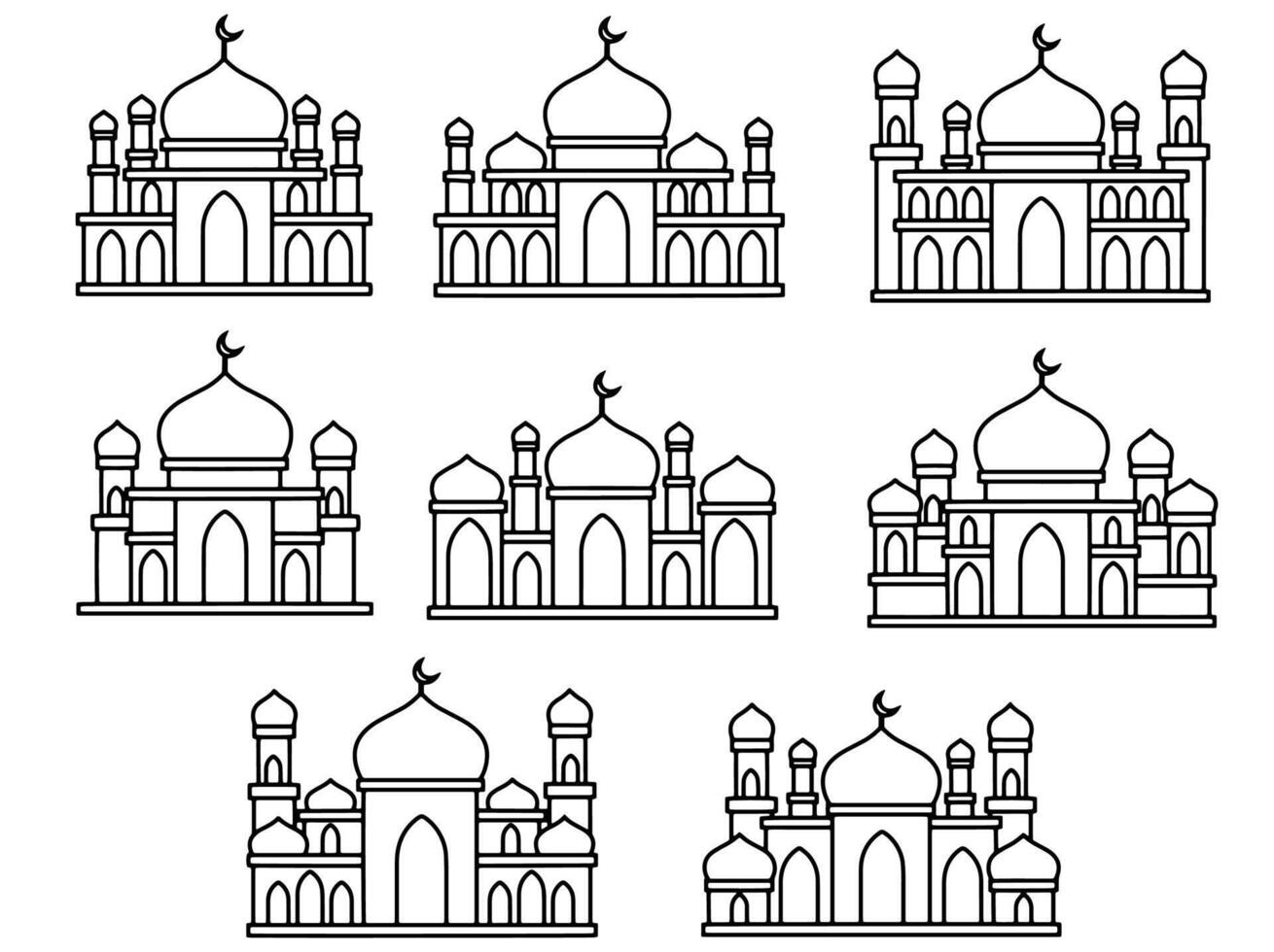 islámico mezquita línea Arte ilustración vector