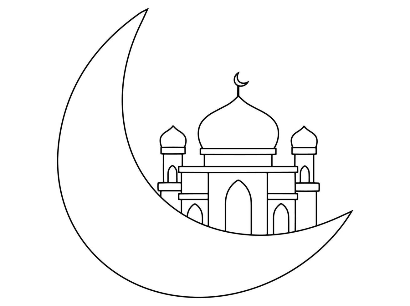 Mosque Line Art Background Illustration vector