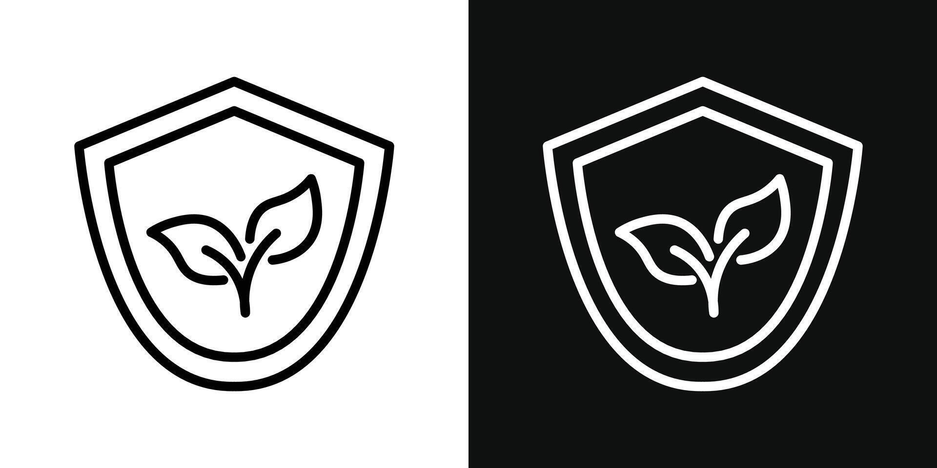 Shield with leafs icon vector