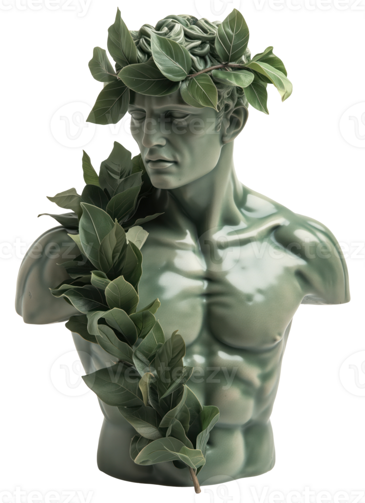 AI generated Historical vintage statue with cracks on an isolated transparent background png