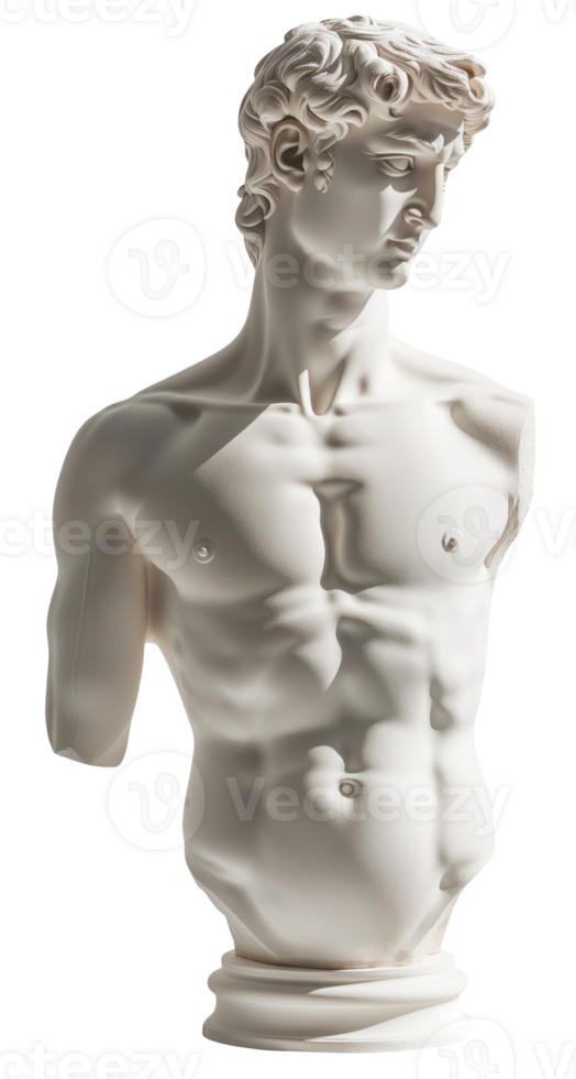 AI generated Historical vintage statue with cracks on an isolated transparent background png