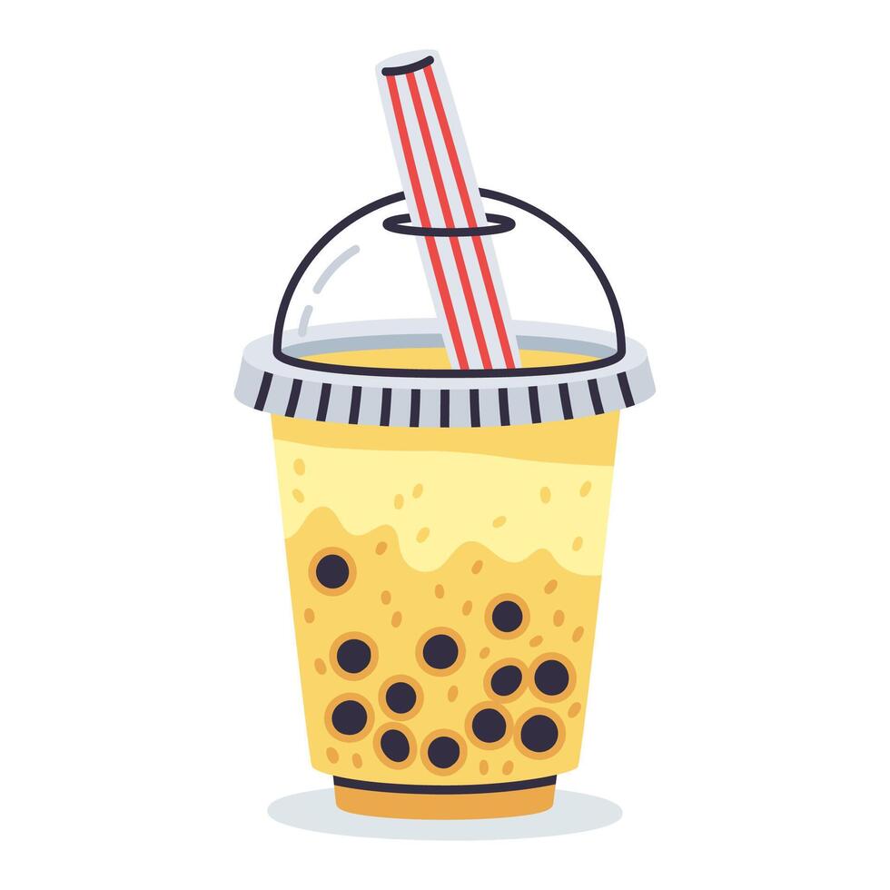 burbuja Leche té. mano dibujado Taiwán Leche té taza, tapioca perlas boba té, delicioso suave bebida taza vector ilustración en blanco antecedentes