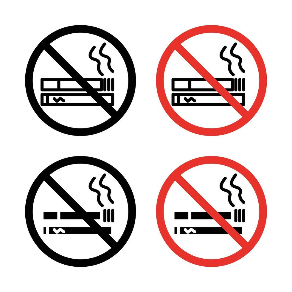 No de fumar incluso electrónico cigarrillos firmar vector