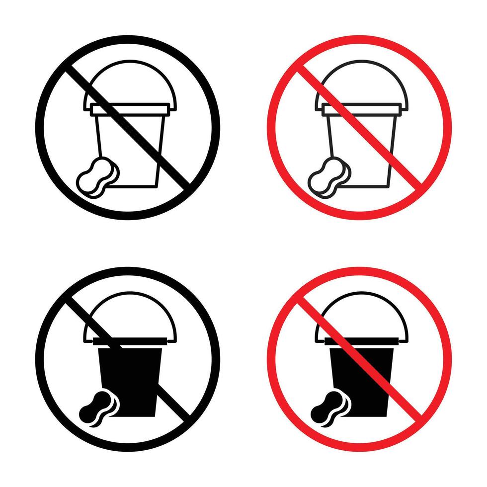 Cleaning bucket with sponge sign vector