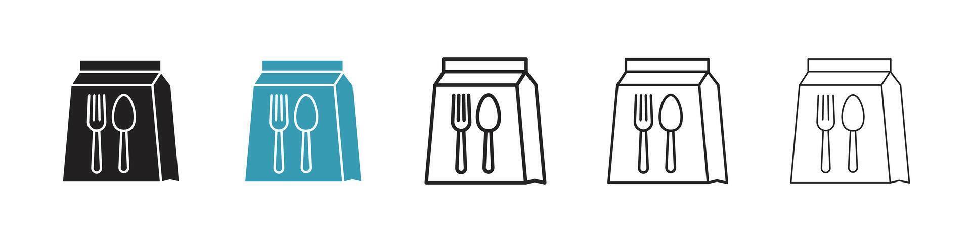 comida entrega papel bolso icono vector