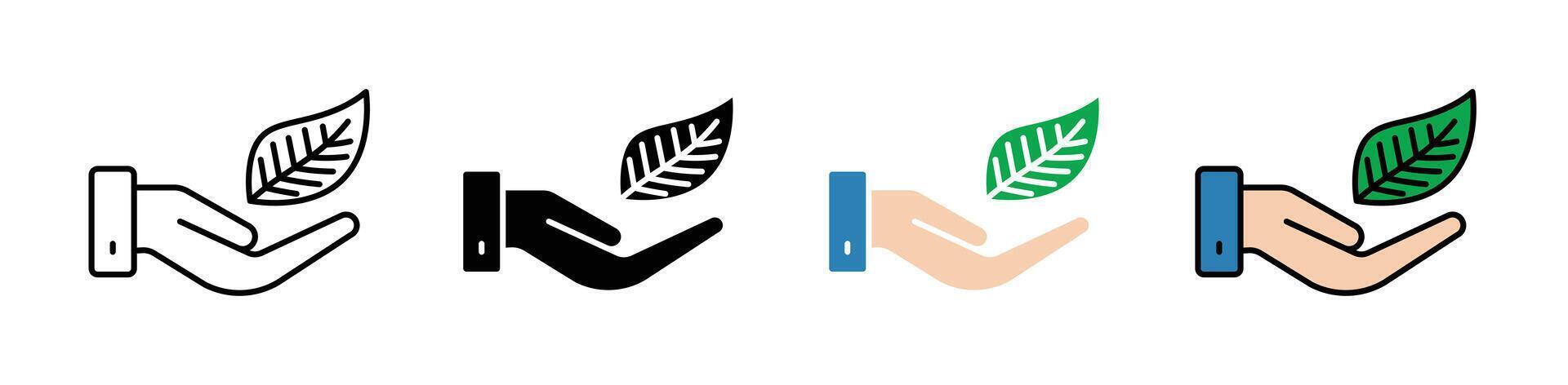 Leaf in hand icon vector