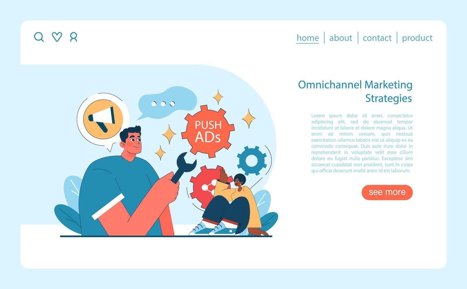 Marketing 5.0 concept. A man with a wrench vector