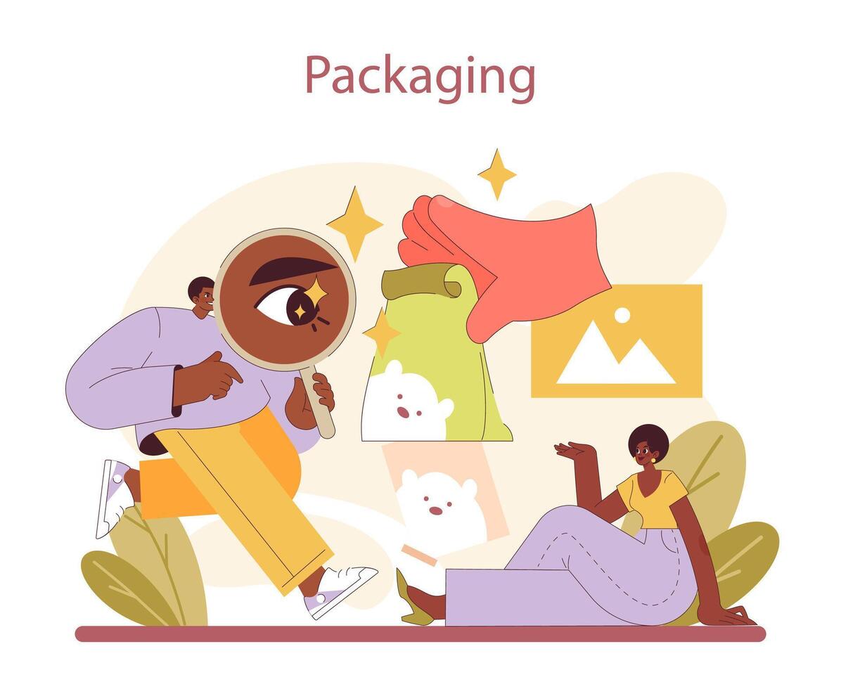 Product Packaging design. Zooming in on quality and branding details. vector