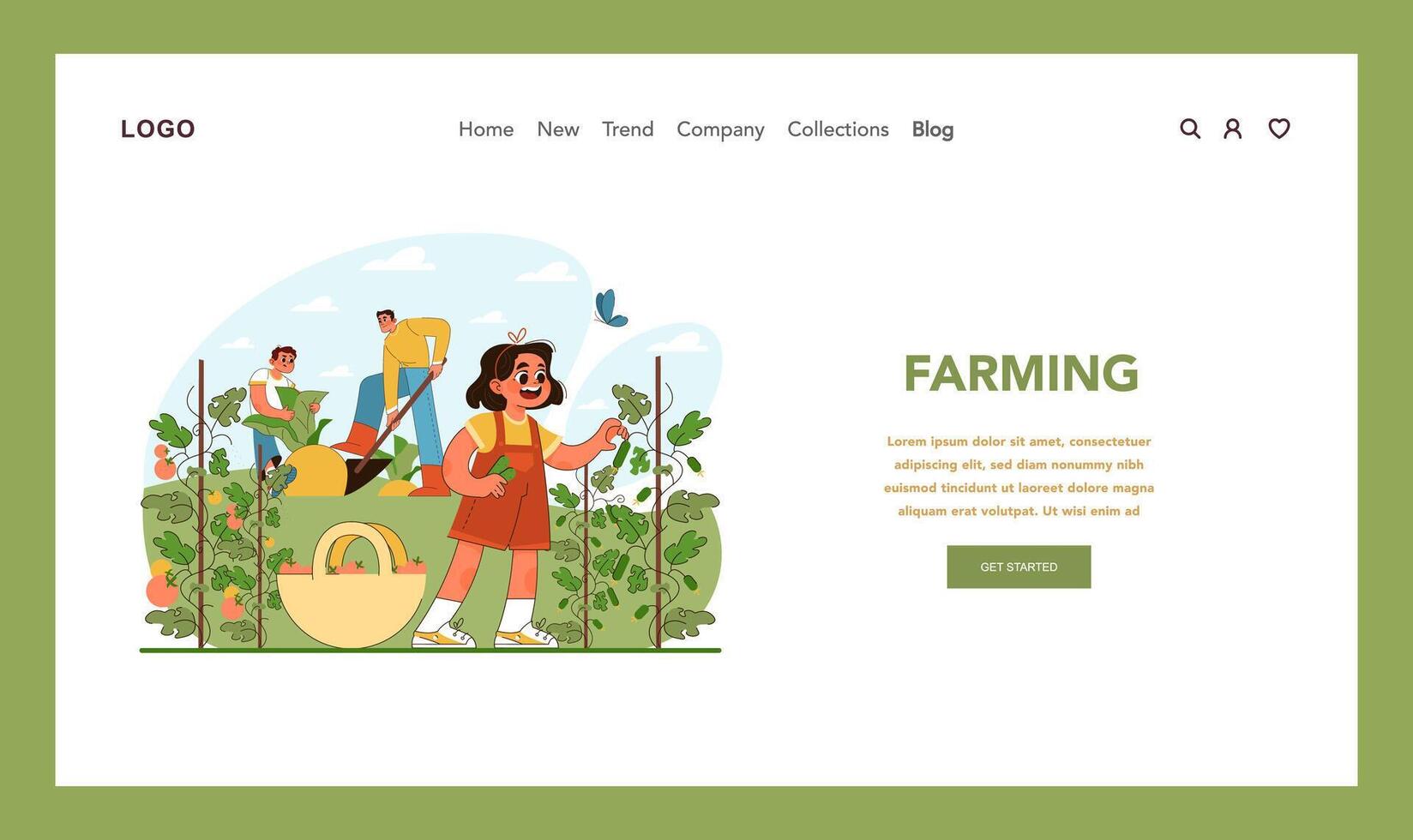 alegre agricultura concepto. plano vector ilustración