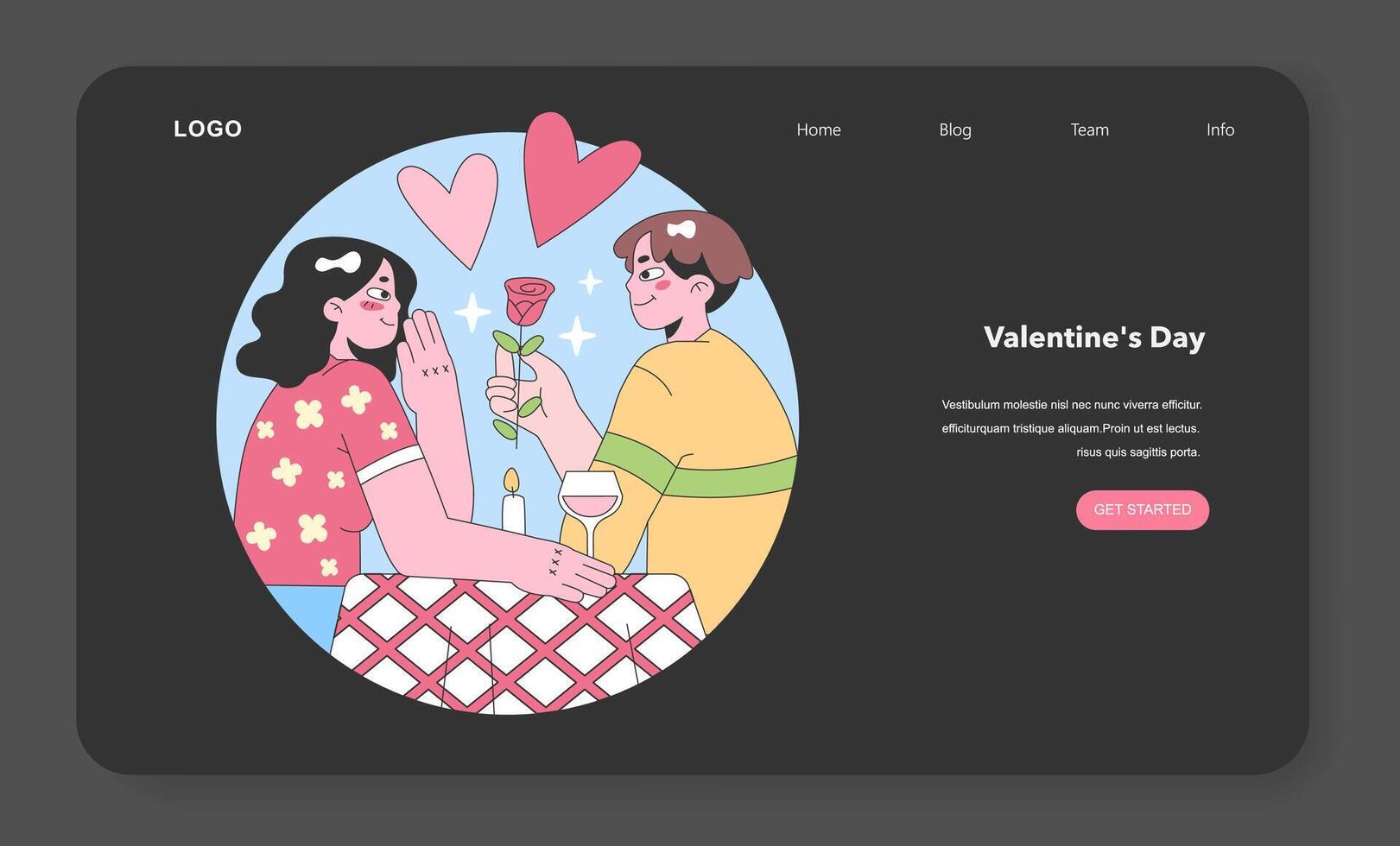 Valentine's Day Romance set. Flat vector illustration
