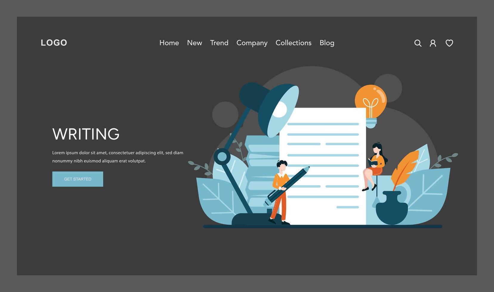 A creative burst illuminates the writer's path vector