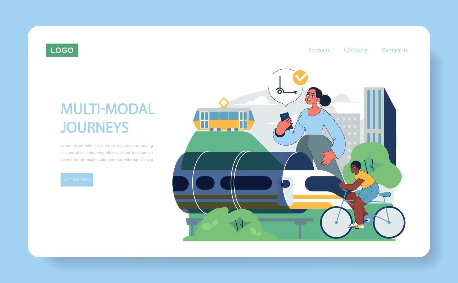 Multi-modal Journeys concept. vector