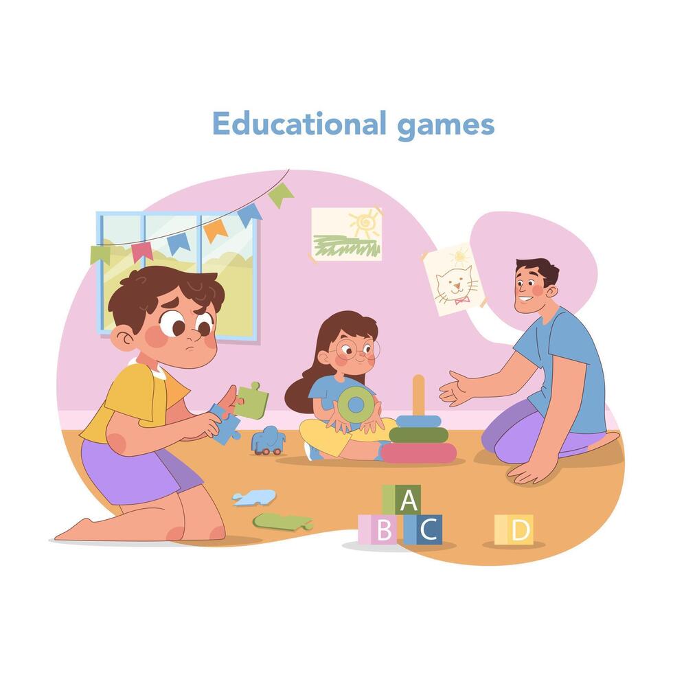 educativo juegos concepto. plano vector ilustración