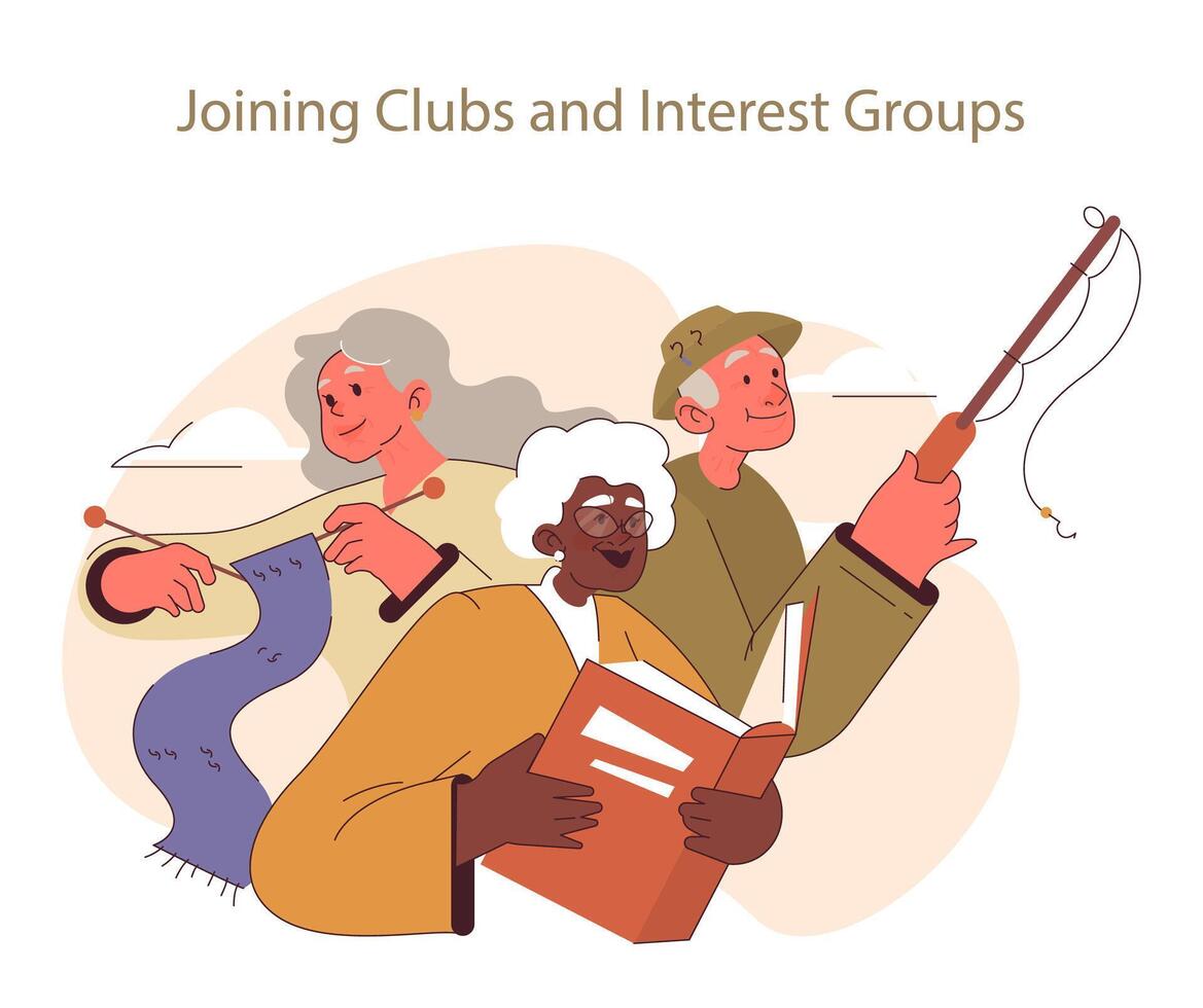 Joining clubs and interest groups concept. vector