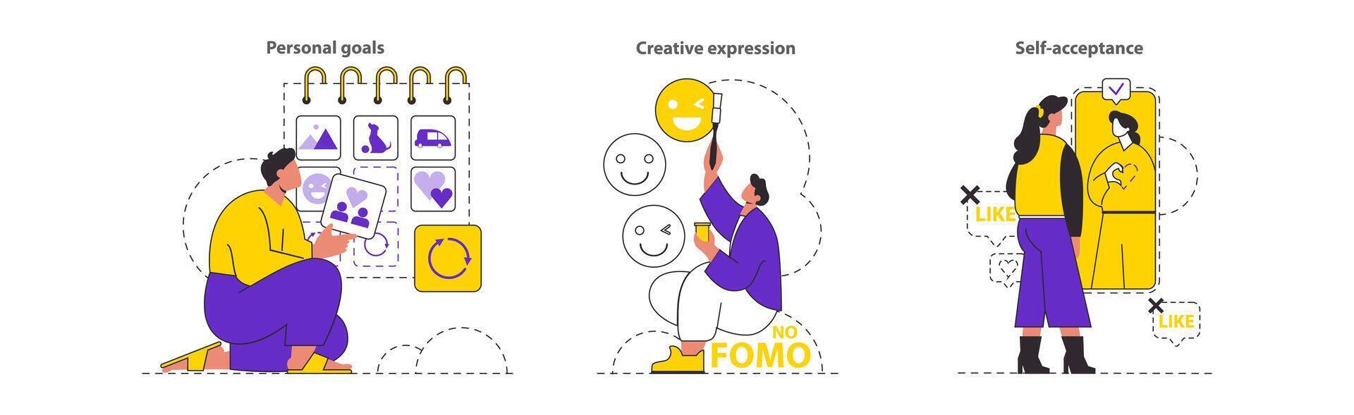 Digital Well-being set. Vector illustration