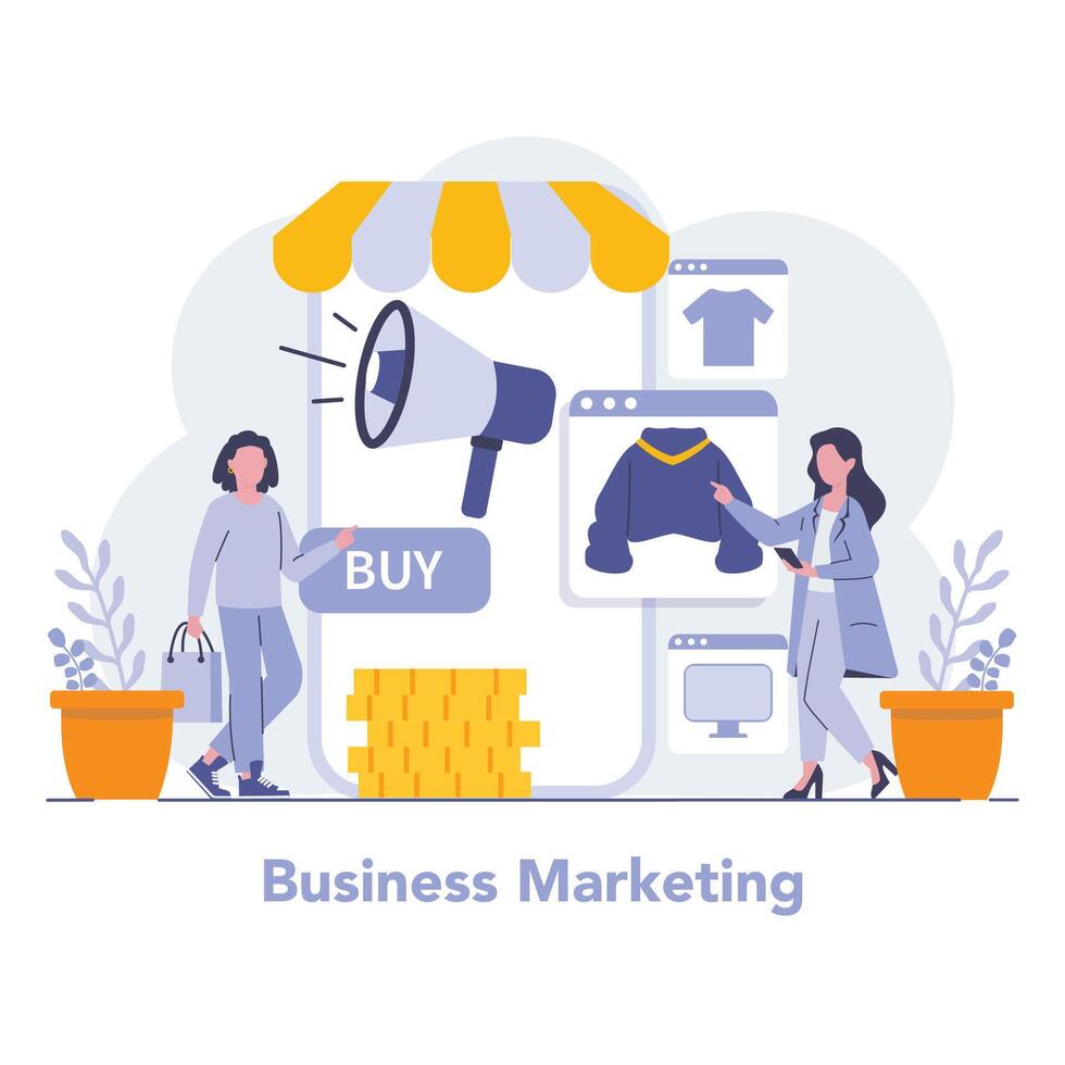 Marketing and customer focus concept. Flat vector illustration.